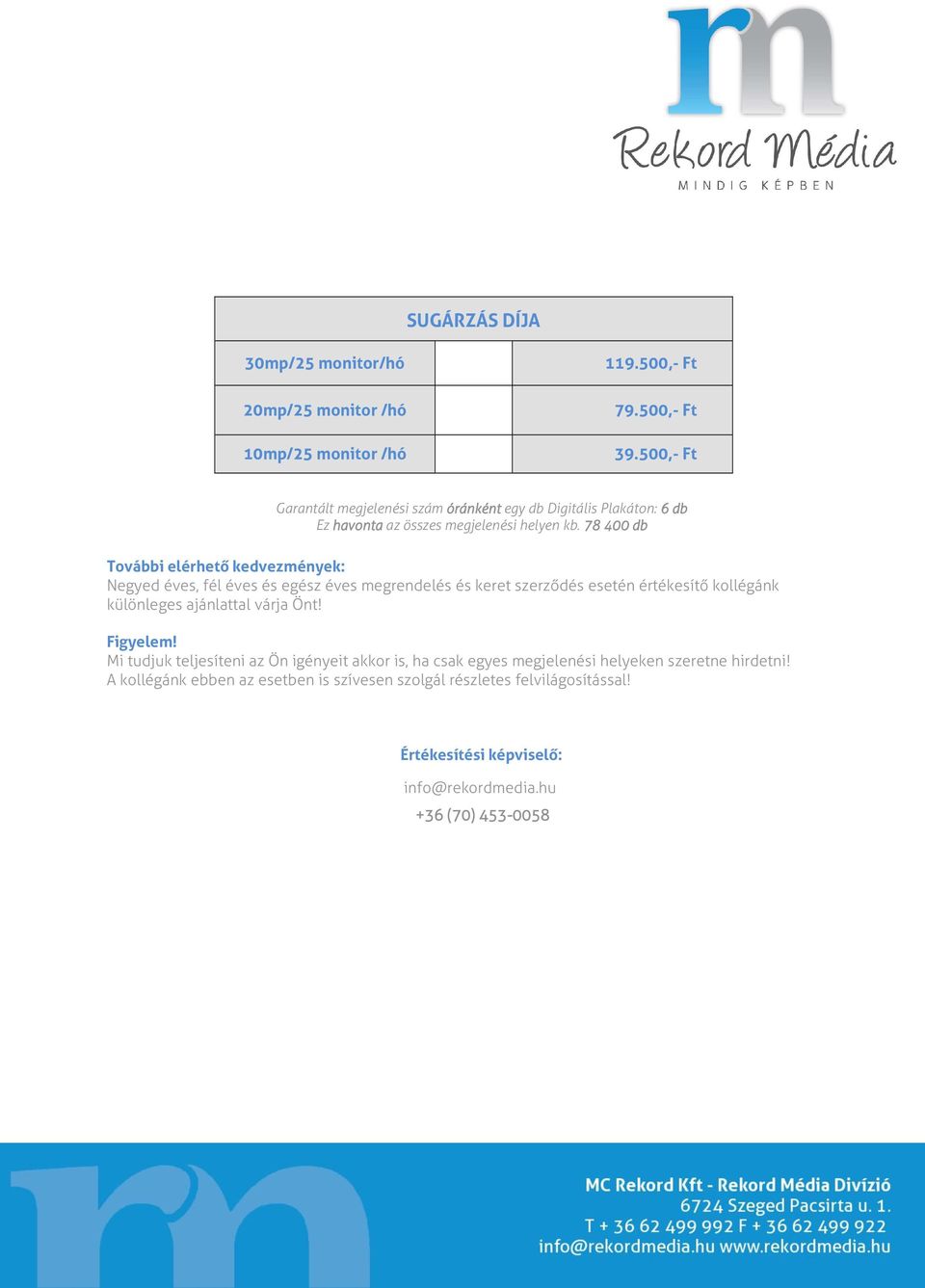 78 400 db További elérhető kedvezmények: Negyed éves, fél éves és egész éves megrendelés és keret szerződés esetén értékesítő kollégánk különleges ajánlattal