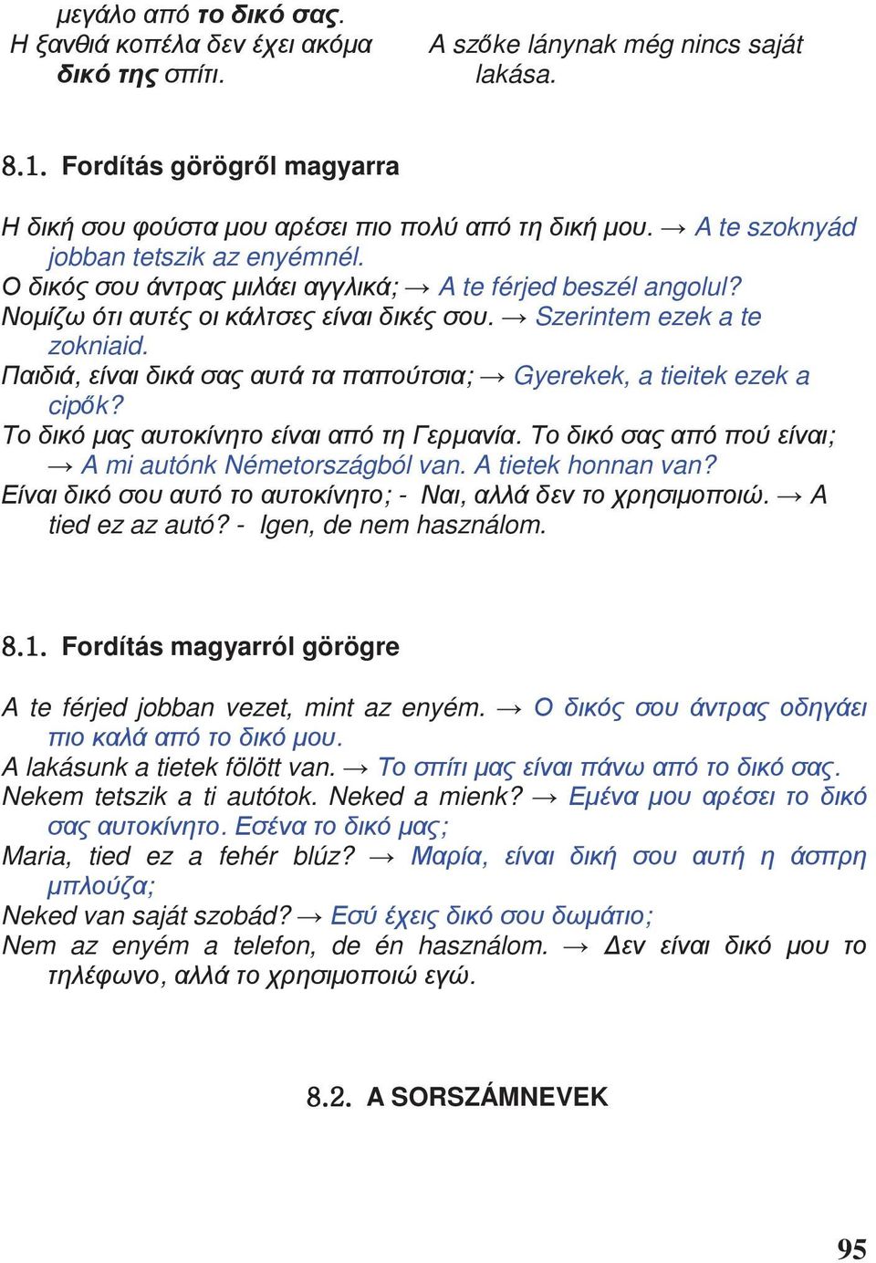 - Igen, de nem használom. _UXU Fordítás magyarról görögre A te férjed jobban vezet, mint az enyém.. A lakásunk a tietek fölött van.