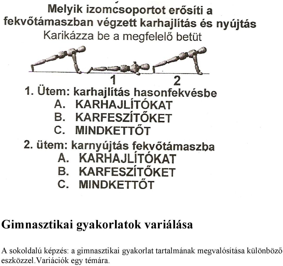 gyakorlat tartalmának megvalósítása