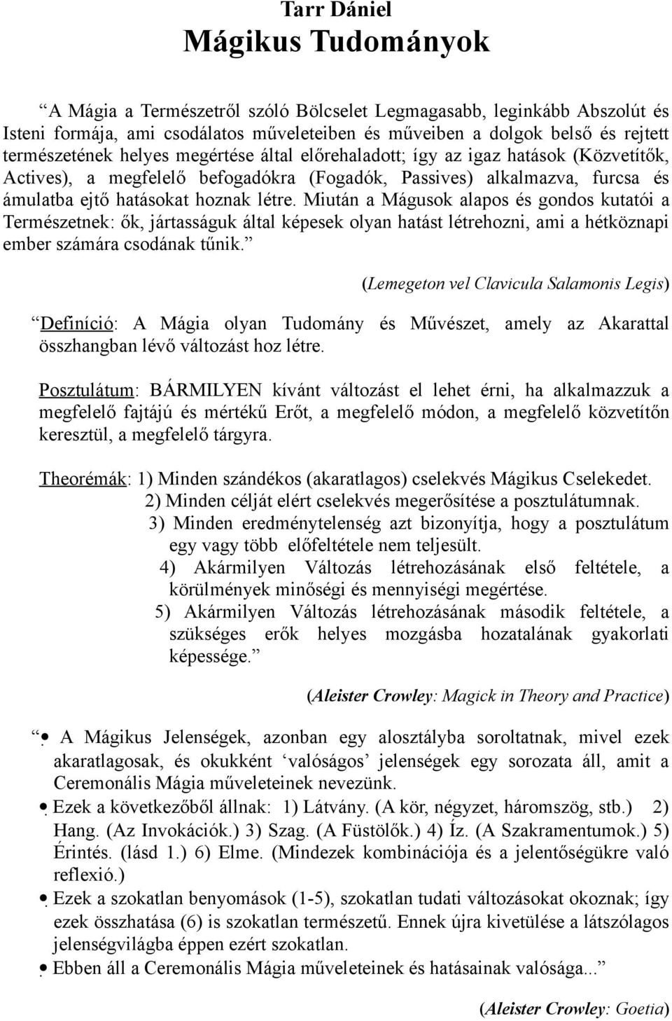 Tarr Dániel Mágikus Tudományok - PDF Ingyenes letöltés
