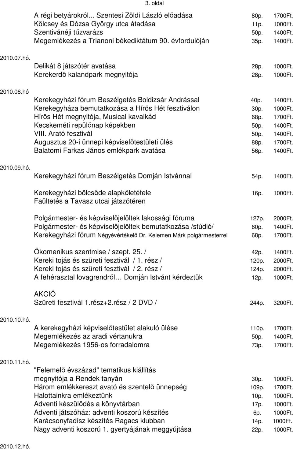 hó Kerekegyházi fórum Beszélgetés Boldizsár Andrással 40p. 1400Ft. Kerekegyháza bemutatkozása a Hírös Hét fesztiválon 30p. 1000Ft. Hírös Hét megnyitója, Musical kavalkád 68p. 1700Ft.