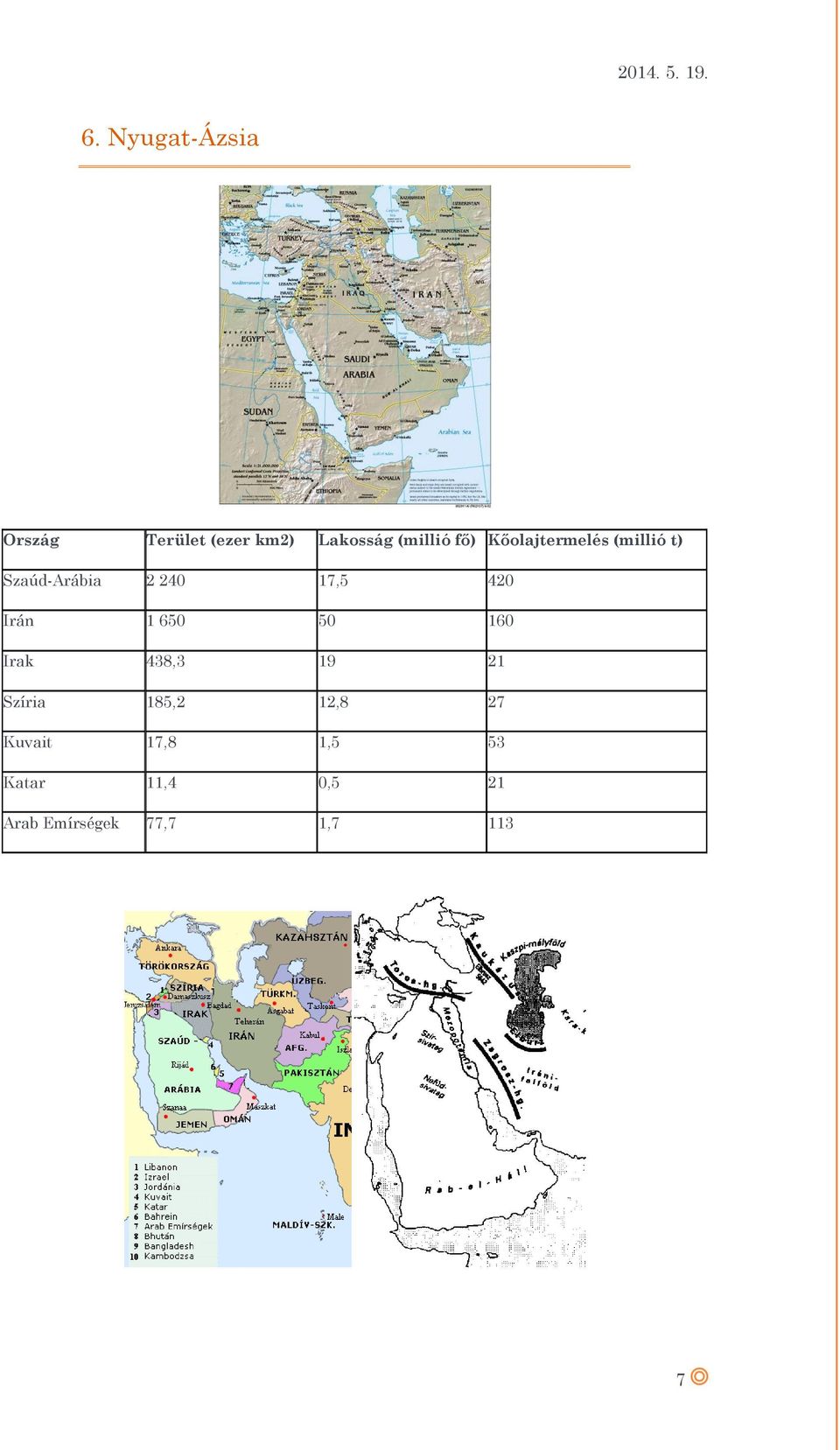 Kőolajtermelés (millió t) Szaúd-Arábia 2 240 17,5 420 Irán 1