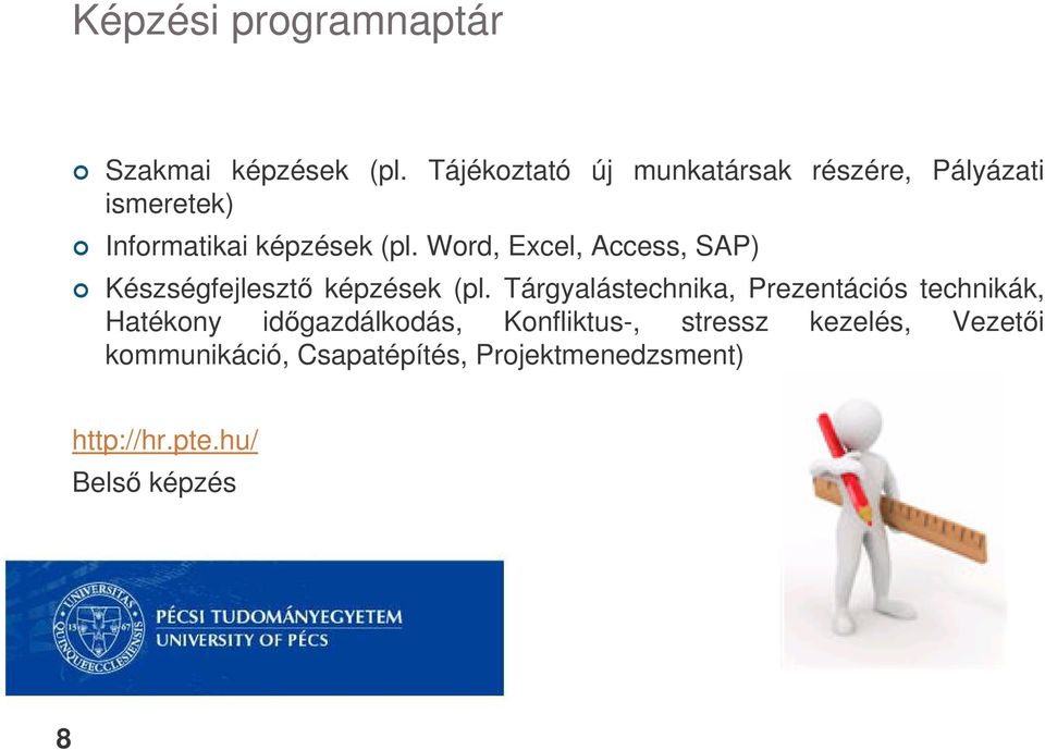 Word, Excel, Access, SAP) Készségfejleszt képzések (pl.