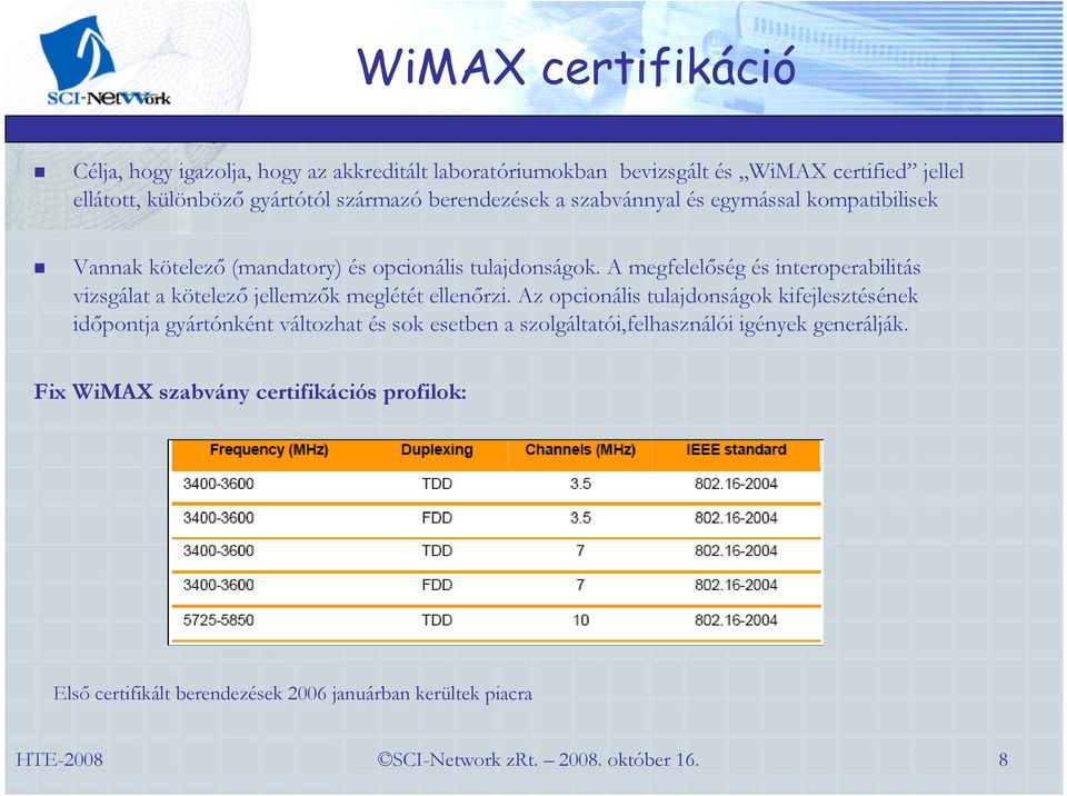 A megfelelıség és interoperabilitás vizsgálat a kötelezı jellemzık meglétét ellenırzi.