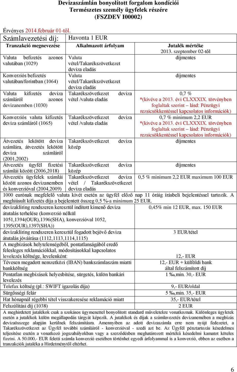 szeptember 02-től Valuta befizetés azonos Valuta valutában (1029) vétel/takarékszövetkezet Konverziós befizetés valutában/forintban (1064) Valuta kifizetés számláról azonos nemben (1030) Konverziós