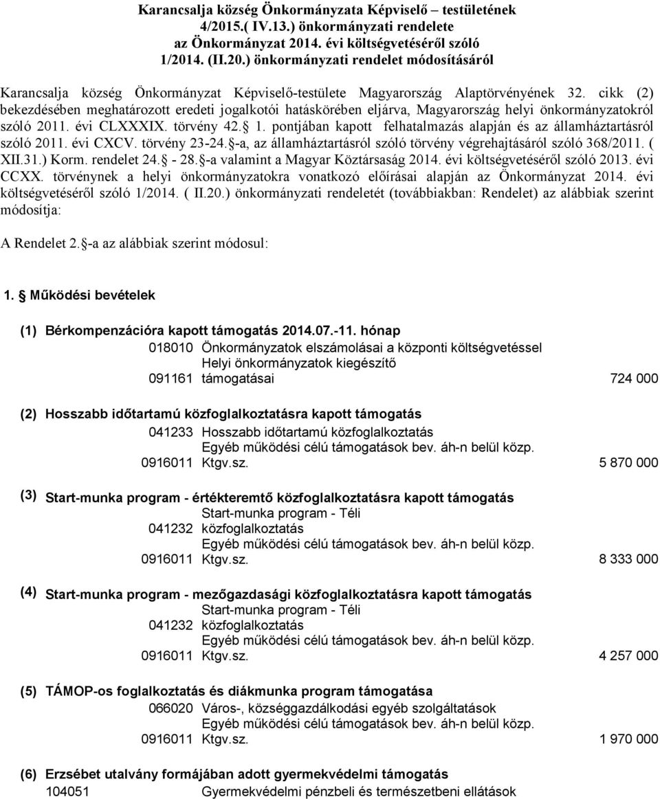 pontjában kapott felhatalmazás alapján és az államháztartásról szóló 2011. évi CXCV. törvény 23-24. -a, az államháztartásról szóló törvény végrehajtásáról szóló 368/2011. ( XII.31.) Korm. rendelet 24.