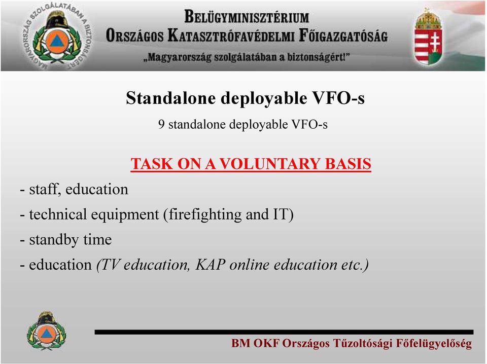 (firefighting and IT) - standby time - education (TV education,
