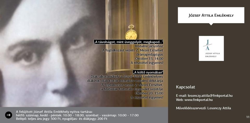 Mezei Erzsébet, a Medáliák Kulturális Egyesület vezetője Október 20. 15.00 A részvétel ingyenes!