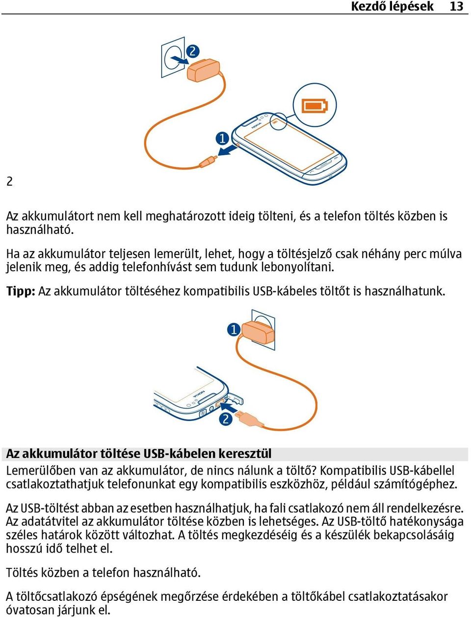 Tipp: Az akkumulátor töltéséhez kompatibilis USB-kábeles töltőt is használhatunk. Az akkumulátor töltése USB-kábelen keresztül Lemerülőben van az akkumulátor, de nincs nálunk a töltő?
