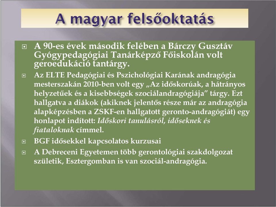 szociálandragógiája tárgy.