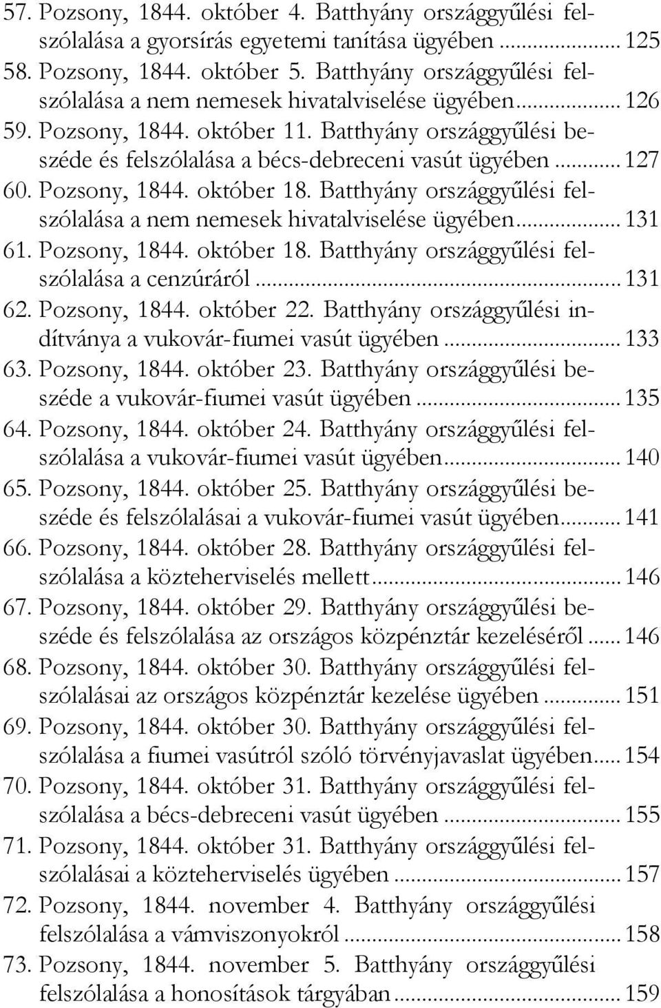 Pozsony, 1844. október 18. Batthyány országgyűlési felszólalása a nem nemesek hivatalviselése ügyében...131 61. Pozsony, 1844. október 18. Batthyány országgyűlési felszólalása a cenzúráról...131 62.