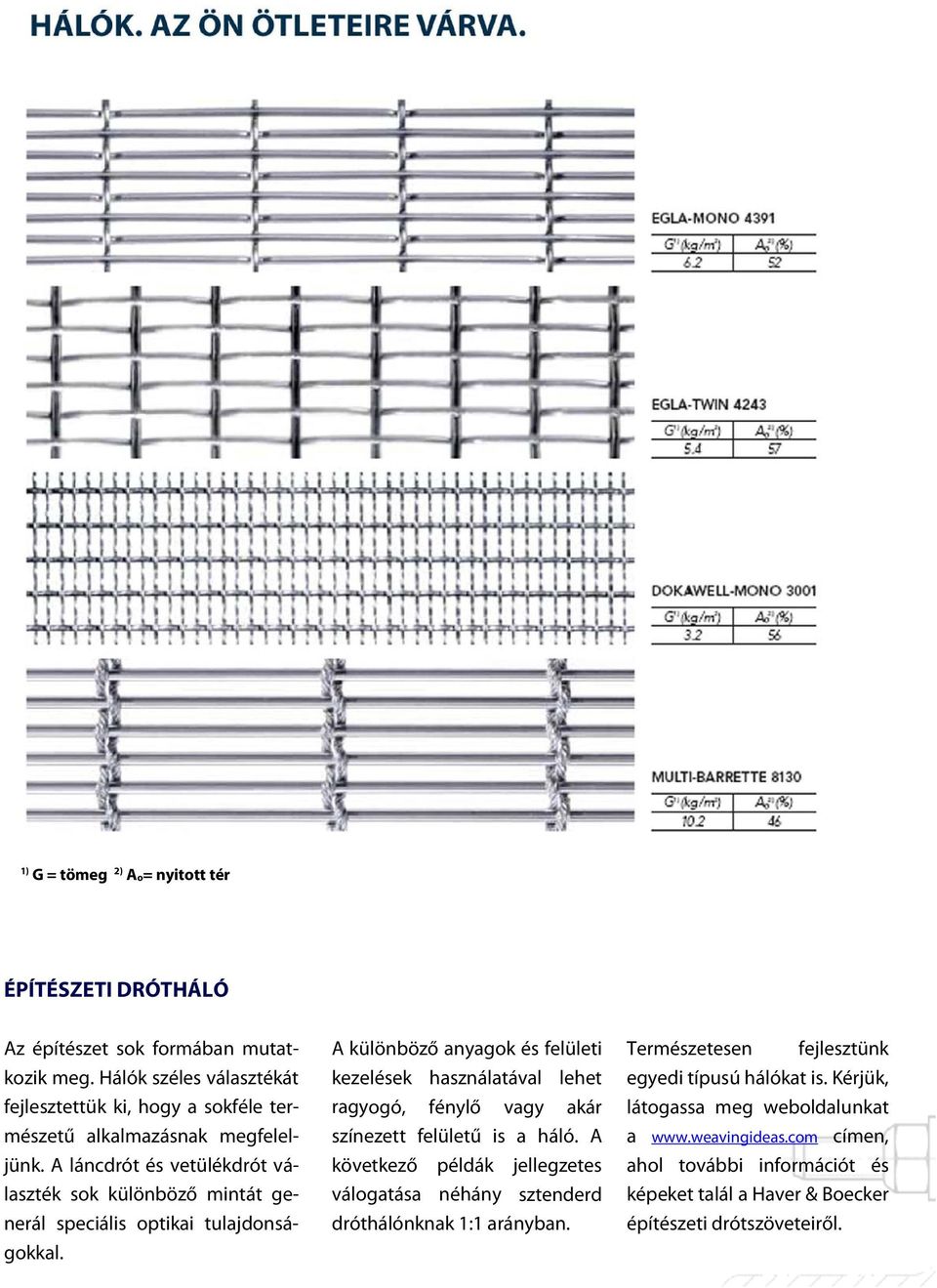A láncdrót és vetülékdrót vá- sok különböző mintát ge- laszték nerál speciális optikai tulajdonságokkal.