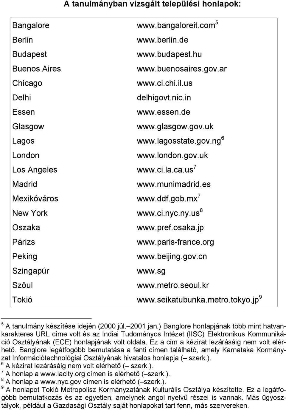 mx 7 New York www.ci.nyc.ny.us 8 Oszaka www.pref.osaka.jp Párizs www.paris-france.org Peking www.beijing.gov.cn Szingapúr www.sg Szöul www.metro.seoul.kr Tokió www.seikatubunka.metro.tokyo.