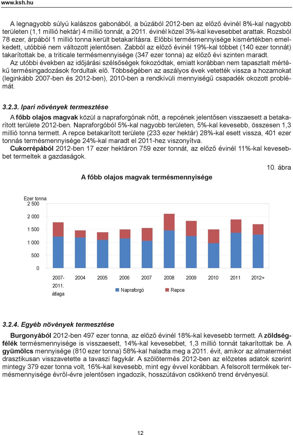 Zabból az előző évinél 19%-kal többet (140 ezer tonnát) takarítottak be, a triticale termésmennyisége (347 ezer tonna) az előző évi szinten maradt.