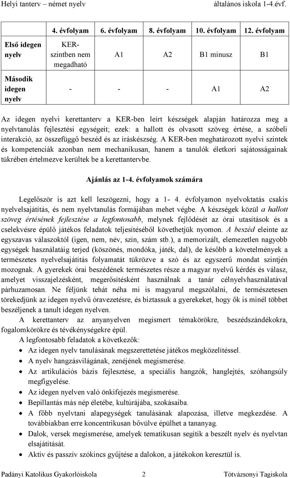 fejlesztési egységeit; ezek: a hallott és olvasott szöveg értése, a szóbeli interakció, az összefüggő beszéd és az íráskészség.