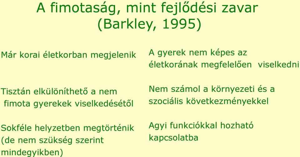 gyerekek viselkedésétől Nem számol a környezeti és a szociális következményekkel Sokféle