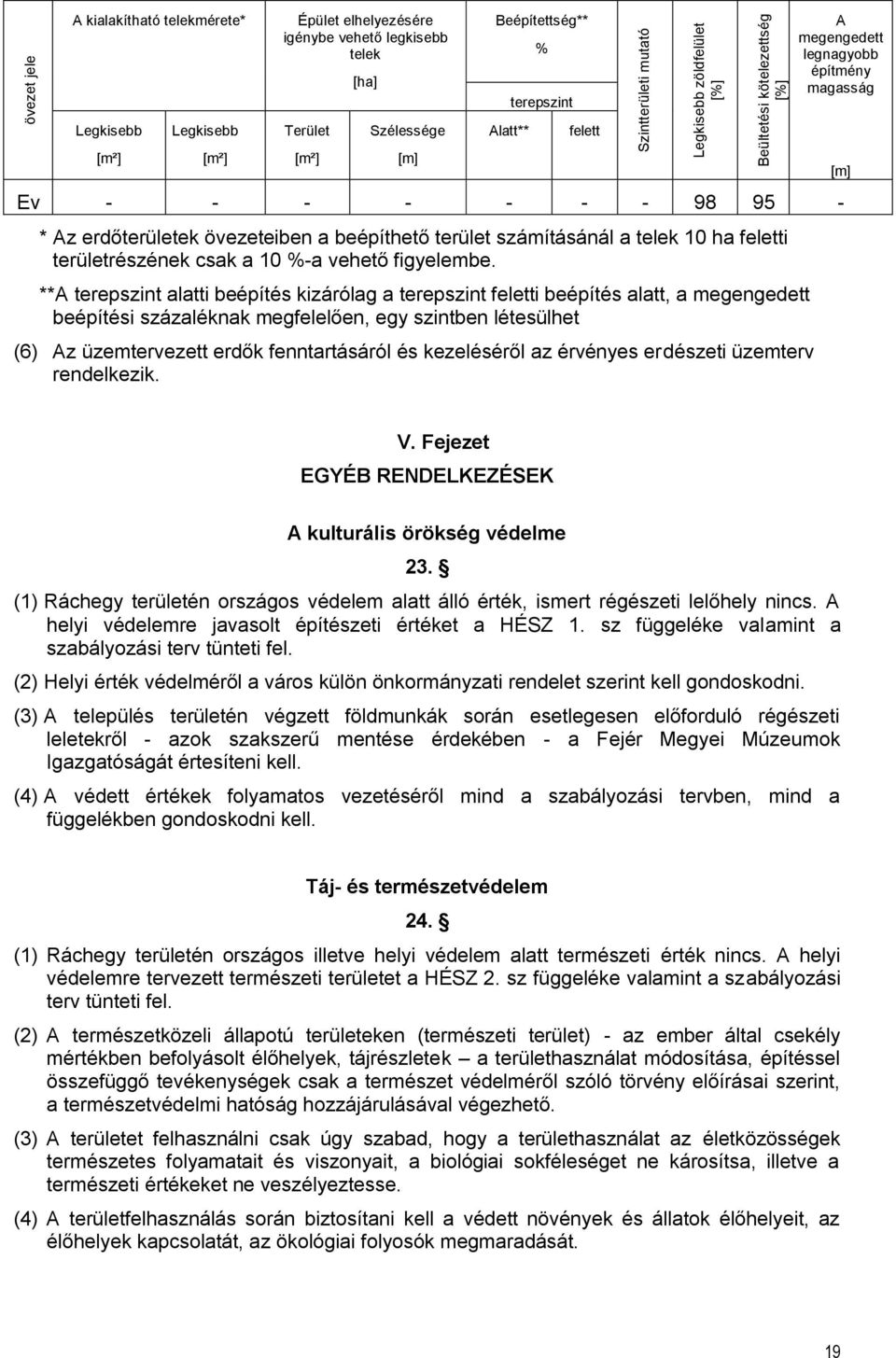 számításánál a telek 10 ha feletti területrészének csak a 10 %-a vehető figyelembe.