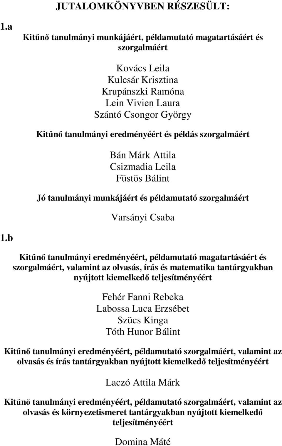 JUTALOMKÖNYVBEN RÉSZESÜLT: Kovács Leila Kulcsár Krisztina Krupánszki Ramóna  Lein Vivien Laura Szántó Csongor György - PDF Free Download