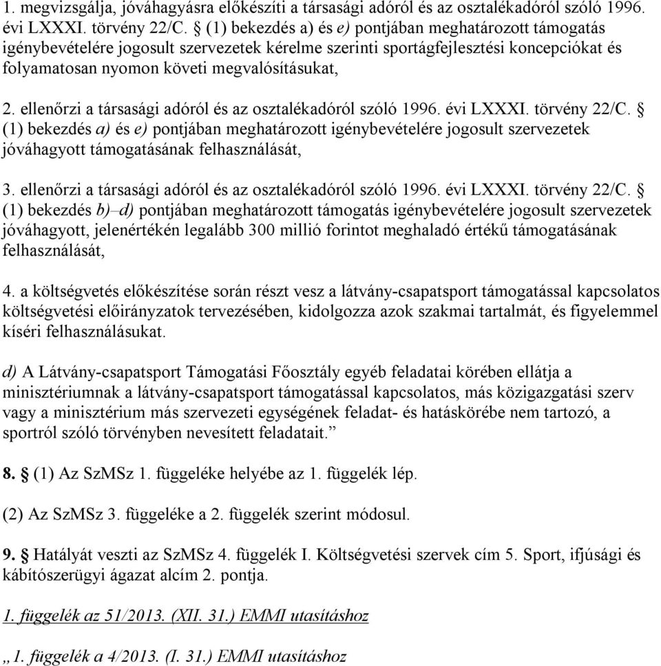 ellenőrzi a társasági adóról és az osztalékadóról szóló 1996. évi LXXXI. törvény 22/C.