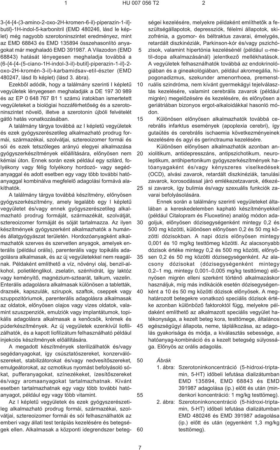 A Vilazodon (EMD 68843) hatását lényegesen meghaladja továbbá a (6¹{4¹[4¹(¹ciano-1H-indol-3¹il)-butil]-piperazin-1¹il}-2- oxo-2h-kromén-3¹il)-karbamidsav-etil-észter (EMD 480247, lásd Ib képlet)