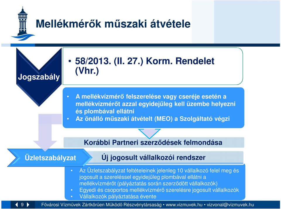 (MEO) a Szolgáltató végzi Korábbi Partneri szerződések felmondása Üzletszabályzat Új jogosult vállalkozói rendszer 9 Az Üzletszabályzat feltételeinek