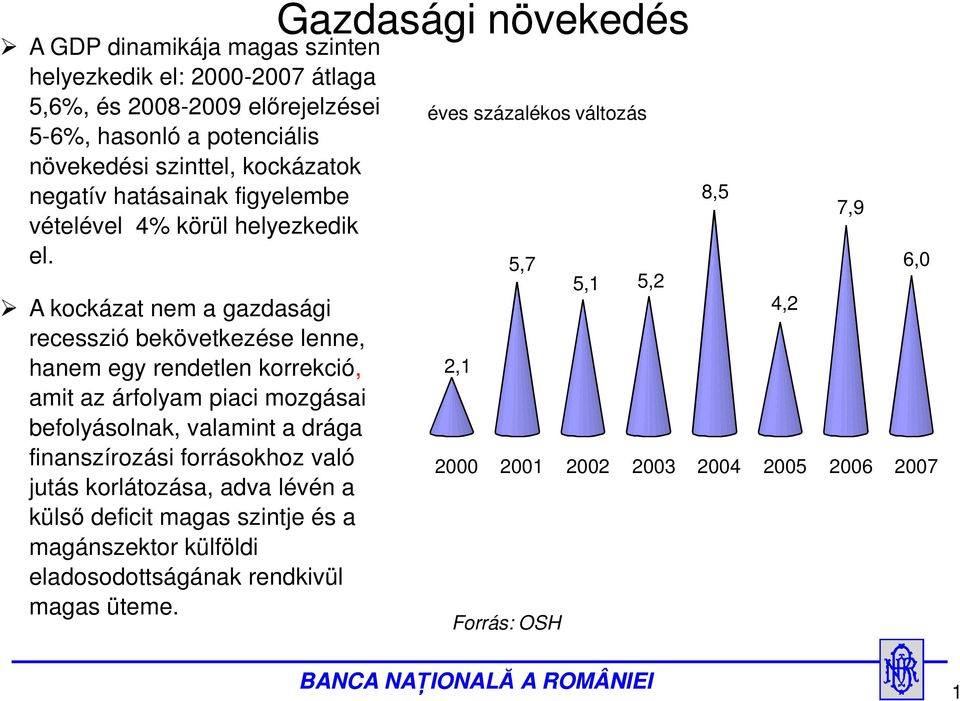 A kockázat nem a gazdasági recesszió bekövetkezése lenne, hanem egy rendetlen korrekció, amit az árfolyam piaci mozgásai befolyásolnak, valamint a drága