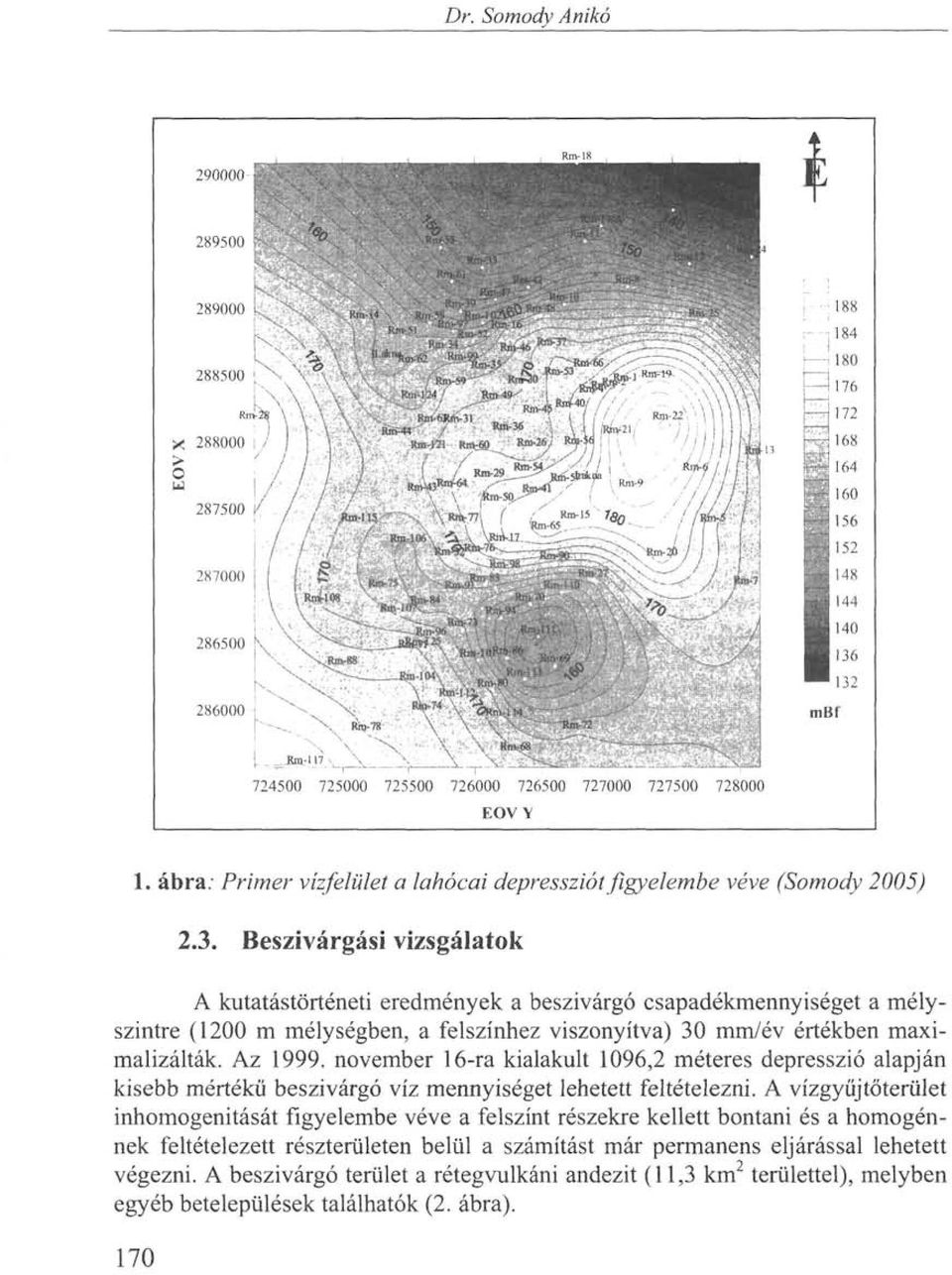 Az 1999. november 16-ra kialakult 1096,2 méteres depresszió alapján kisebb mértékű beszivárgó víz mennyiséget lehetett feltételezni.