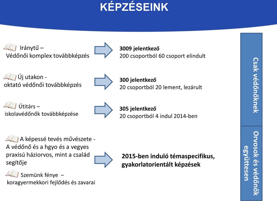 fejlődés és zavarai 3009 jelentkező 200 csoportból 60 csoport elindult 300 jelentkező 20 csoportból 20 lement, lezárult 305