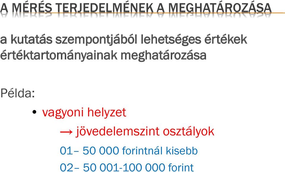 meghatározása Példa: vagyoni helyzet jövedelemszint