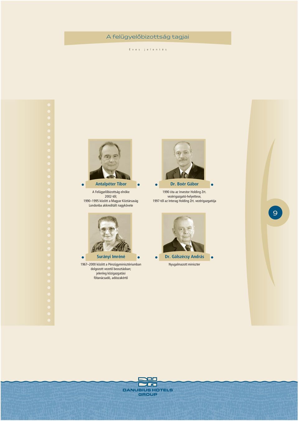 akkreditált nagykövete Dr. Boér Gábor 1990 óta az Investor Holding Zrt. vezérigazgató-helyettese, 1997-tôl az Interag Holding Zrt.