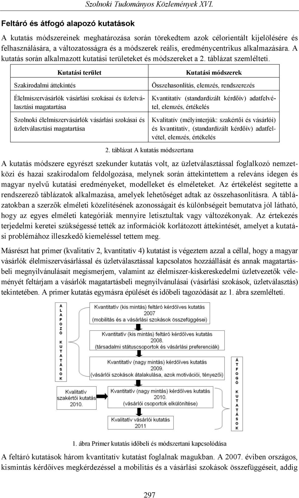 A kutatás során alkalmazott kutatási területeket és módszereket a 2. táblázat szemlélteti.