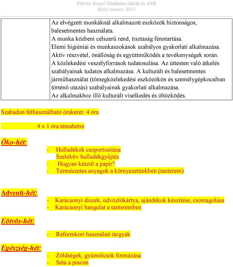 A közlekedési veszélyforrások tudatosulása. Az úttesten való átkelés szabályainak tudatos alkalmazása.