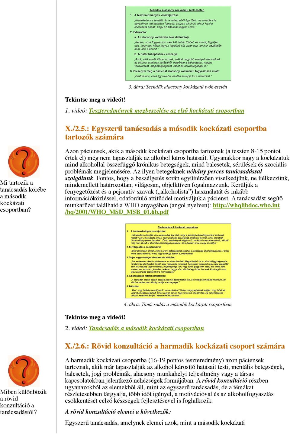 Azon páciensek, akik a második kockázati csoportba tartoznak (a teszten 8-15 pontot értek el) még nem tapasztalják az alkohol káros hatásait.