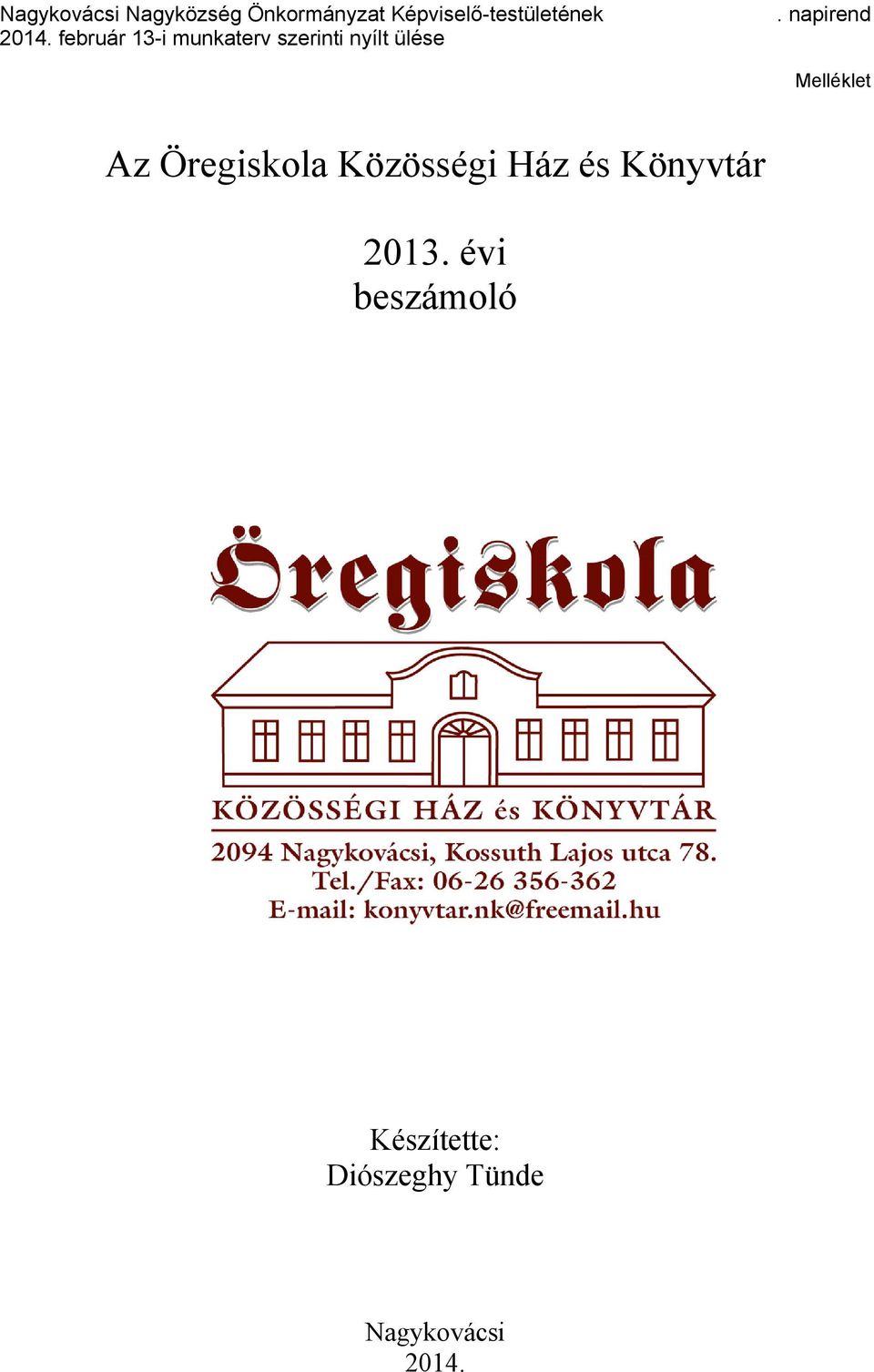 2013. évi beszámoló