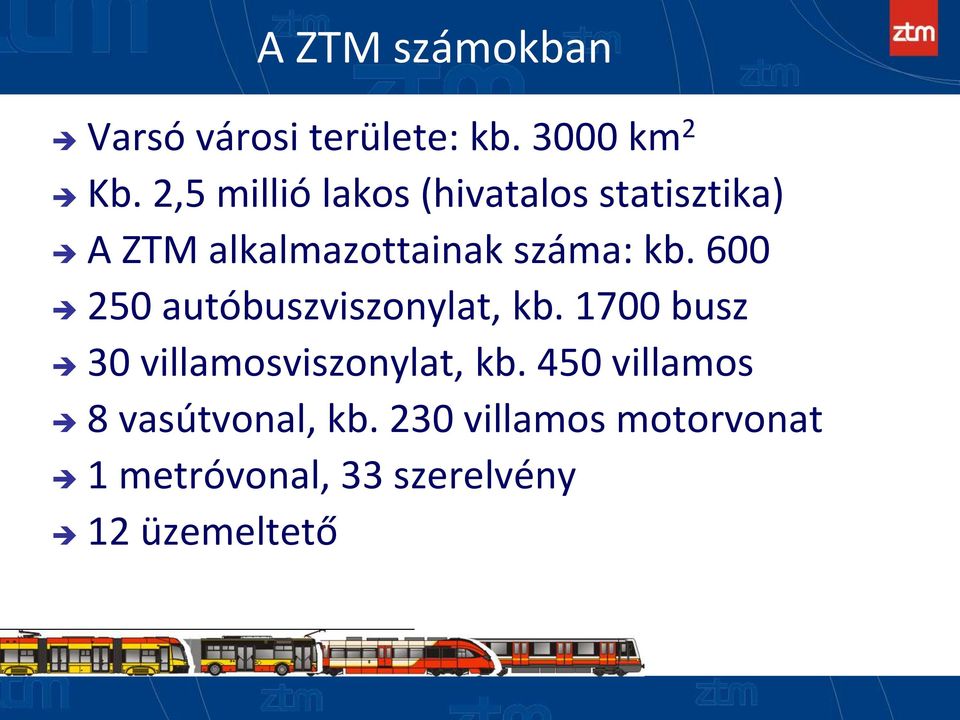 600 250 autóbuszviszonylat, kb. 1700 busz 30 villamosviszonylat, kb.