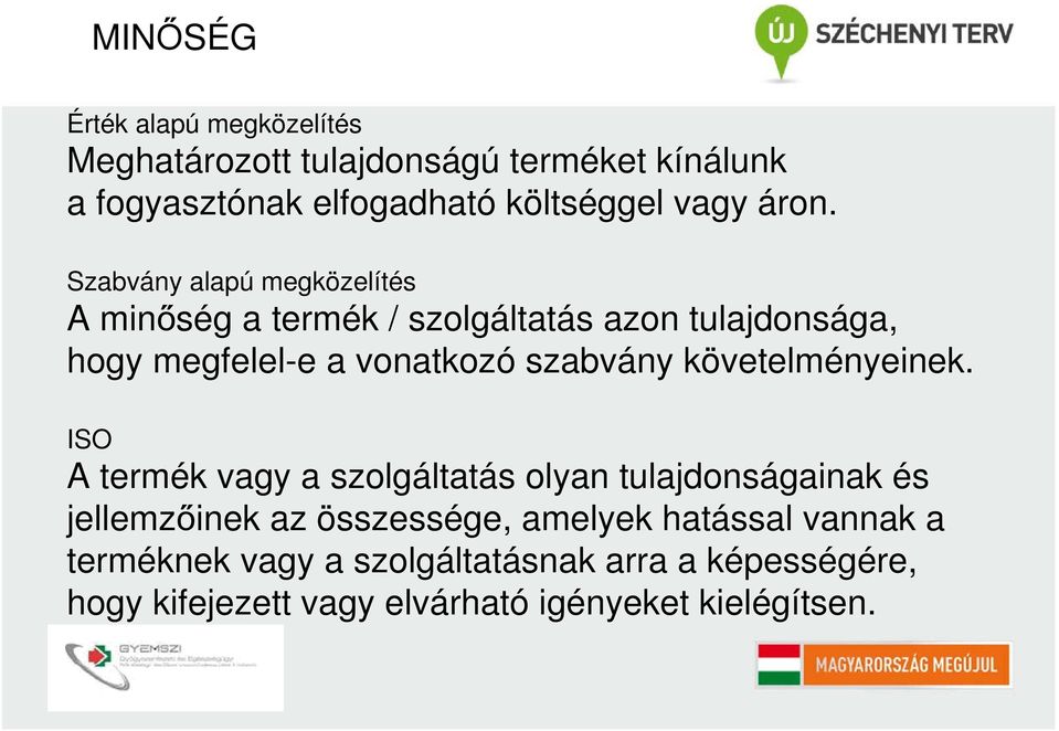 szabvány követelményeinek.