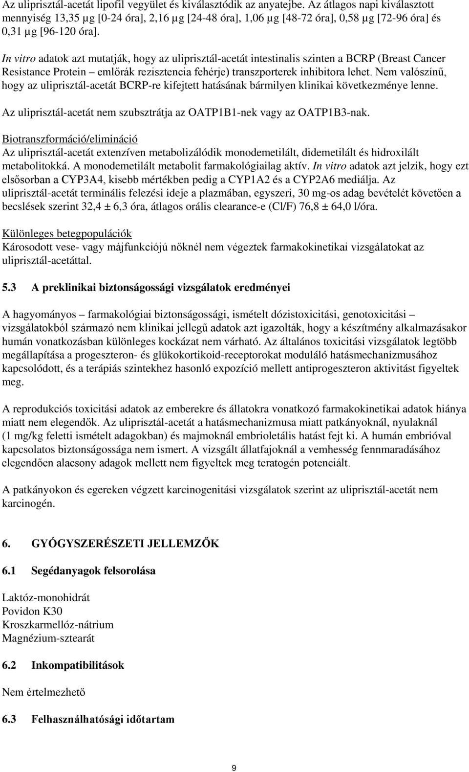 In vitro adatok azt mutatják, hogy az uliprisztál-acetát intestinalis szinten a BCRP (Breast Cancer Resistance Protein emlőrák rezisztencia fehérje) transzporterek inhibitora lehet.