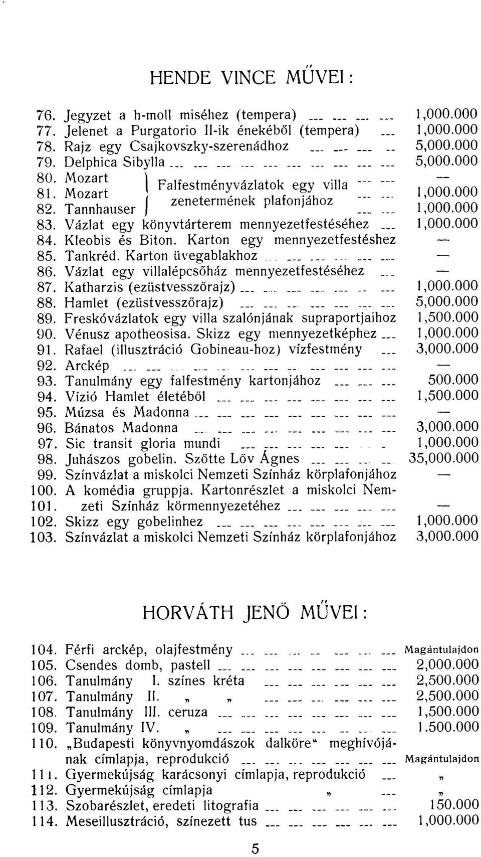 Kleobis és Bitón. Karton egy mennyezetfestéshez 85. Tankréd. Karton üvegablakhoz.................. 86. Vázlat egy villalépcsőház mennyezetfestéséhez... 87. Katharzis (ezüstvesszőrajz)....... 1,000.