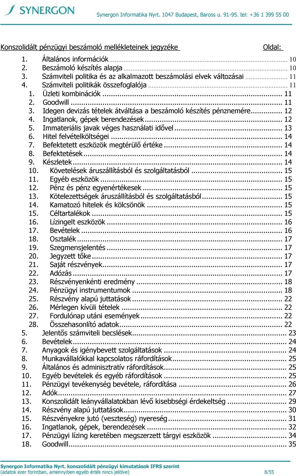 Idegen devizás tételek átváltása a beszámoló készítés pénznemére... 12 4. Ingatlanok, gépek berendezések... 12 5. Immateriális javak véges használati idővel... 13 6. Hitel felvételköltségei... 14 7.