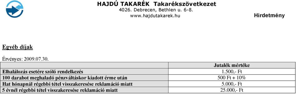 10% Hat hónapnál régebbi tétel visszakeresése reklamáció miatt