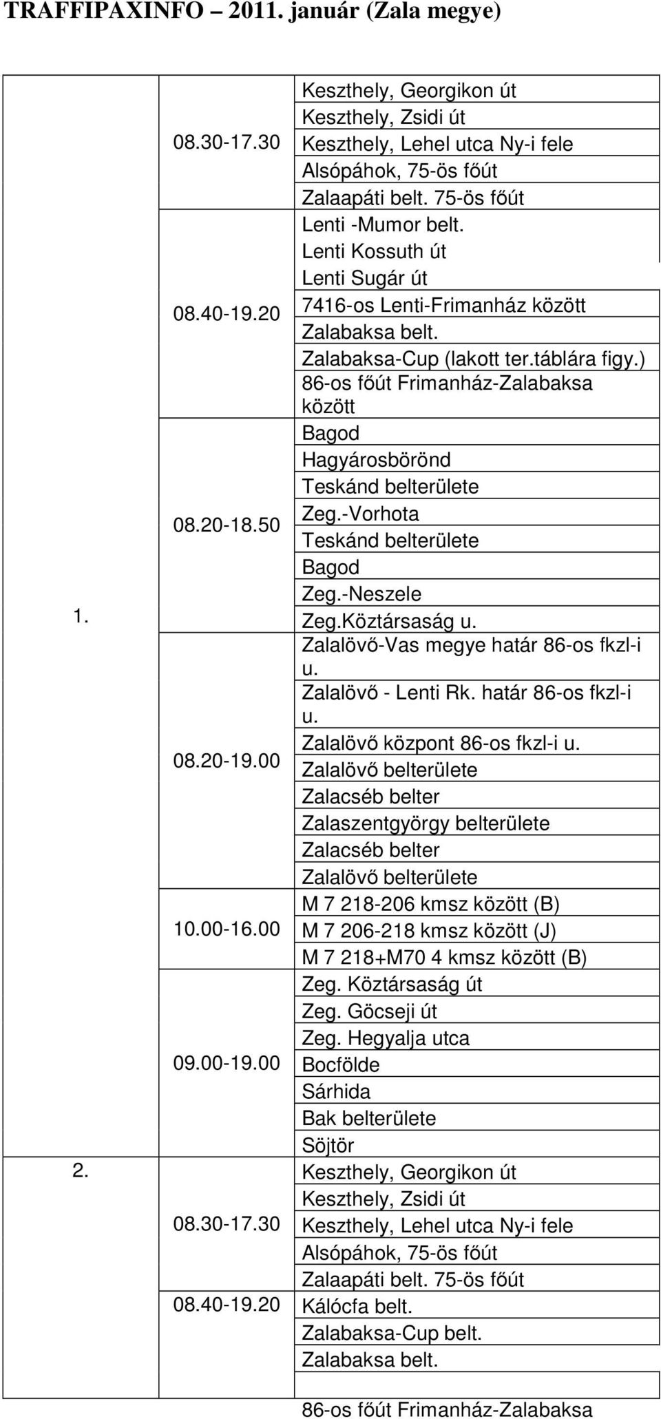 Köztársaság Zalalövő-Vas megye határ 86-os fkzl-i Zalalövő - Lenti Rk.