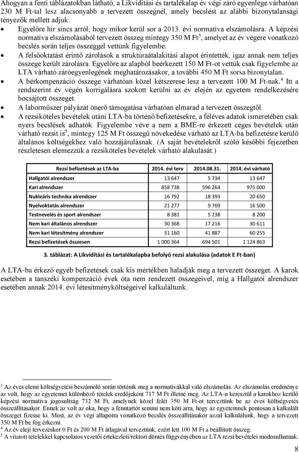 A képzési normatíva elszámolásából tervezett összeg mintegy 350 M Ft 3, amelyet az év végére vonatkozó becslés során teljes összeggel vettünk figyelembe.
