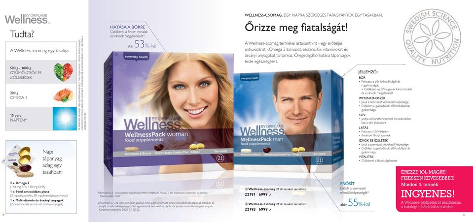 mg astaxanthin, 50 mg feketeáfonya-kivonat) 1 x Multivitamin és ásványi anyagok (22 esszenciális vitamin és ásványi anyagok) Az illusztráció bemutatja, hogy egy Wellness-csomag 1 napi adagja mennyi