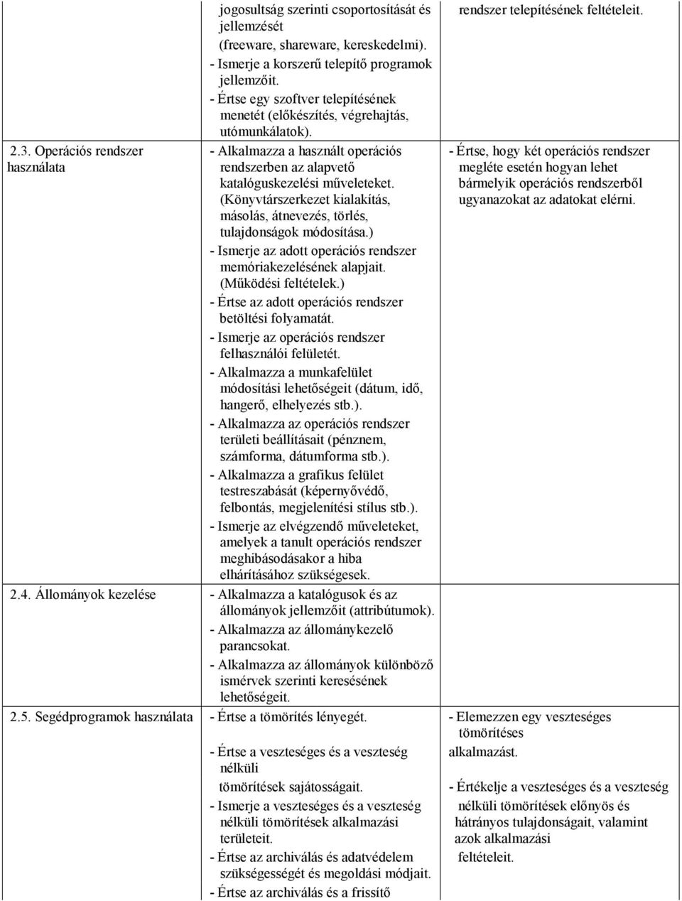Operációs rendszer használata - Alkalmazza a használt operációs rendszerben az alapvetı katalóguskezelési mőveleteket.