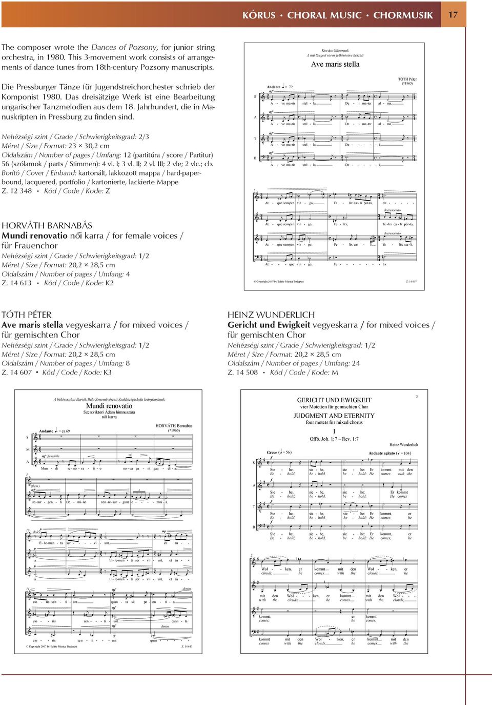 Pressburg zu finden sind Nehézségi szint / Grade / chwierigkeitsgrad: / Méret / ize / Format: 0, cm Oldalszám / Number of pages / Umfang: (partitúra / score / Partitur) 56 (szólamok / parts /