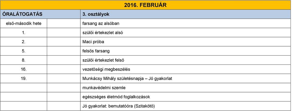 szülői értekezlet felső 16. vezetőségi megbeszélés 19.