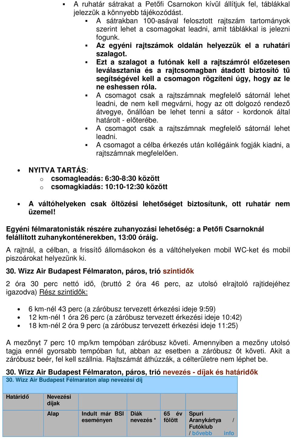 Ezt a szalagot a futónak kell a rajtszámról előzetesen leválasztania és a rajtcsomagban átadott biztosító tű segítségével kell a csomagon rögzíteni úgy, hogy az le ne eshessen róla.