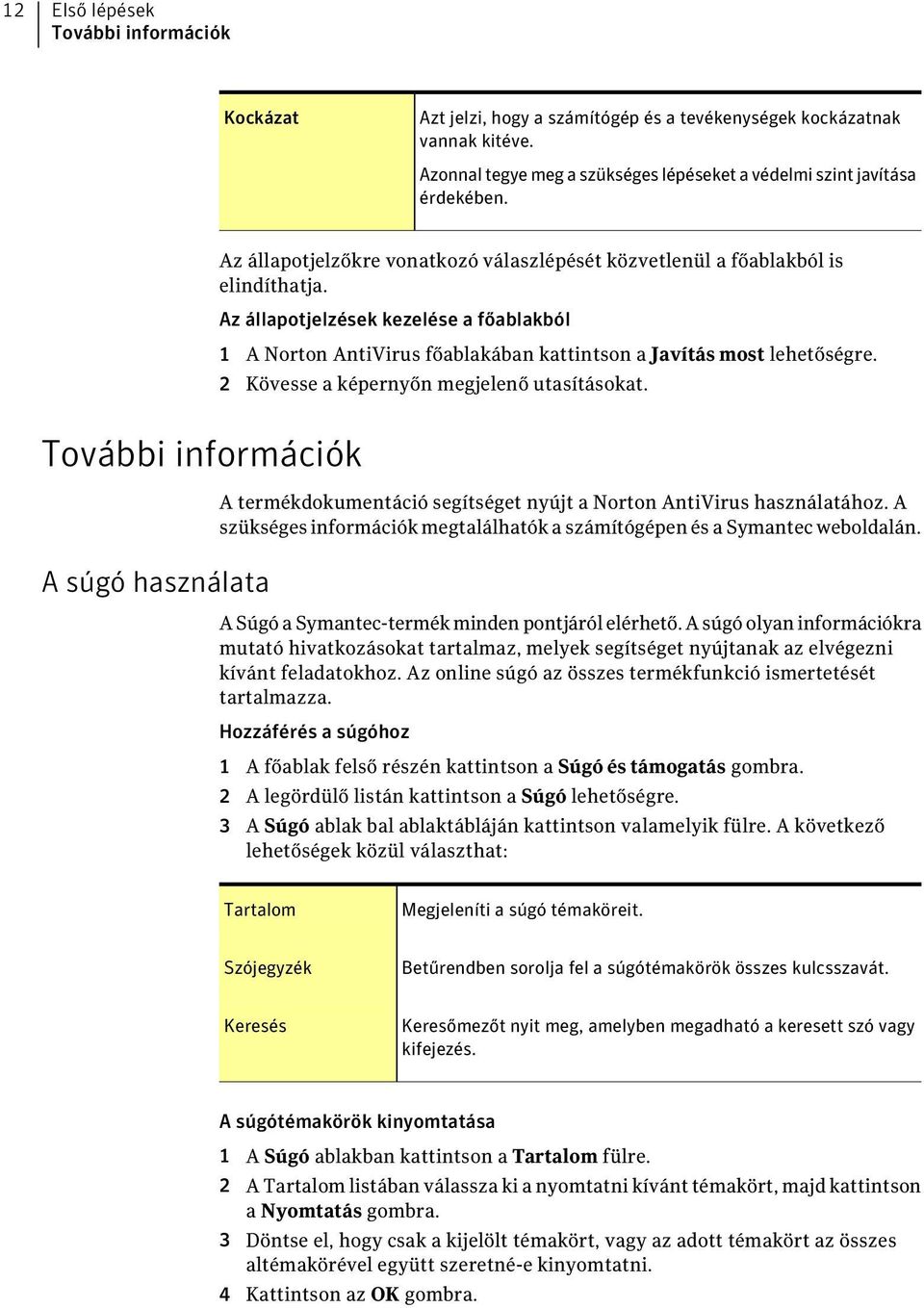 2 Kövesse a képernyőn megjelenő utasításokat. További információk A súgó használata A termékdokumentáció segítséget nyújt a Norton AntiVirus használatához.