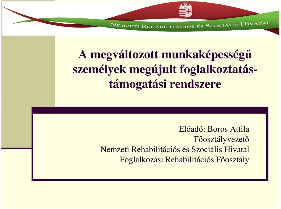 Attila Főosztályvezető Nemzeti Rehabilitációs és