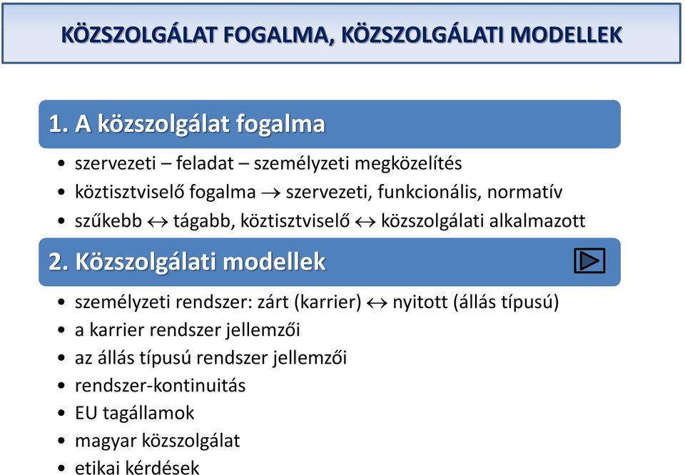 funkcionális, normatív szűkebb tágabb, köztisztviselő közszolgálati alkalmazott 2.